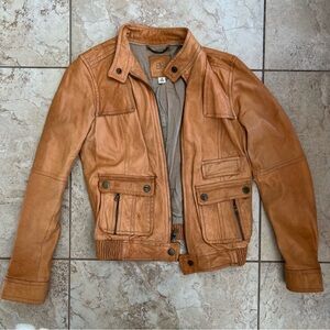 Genuine Leather Bomber Jacket Banana Republic tan